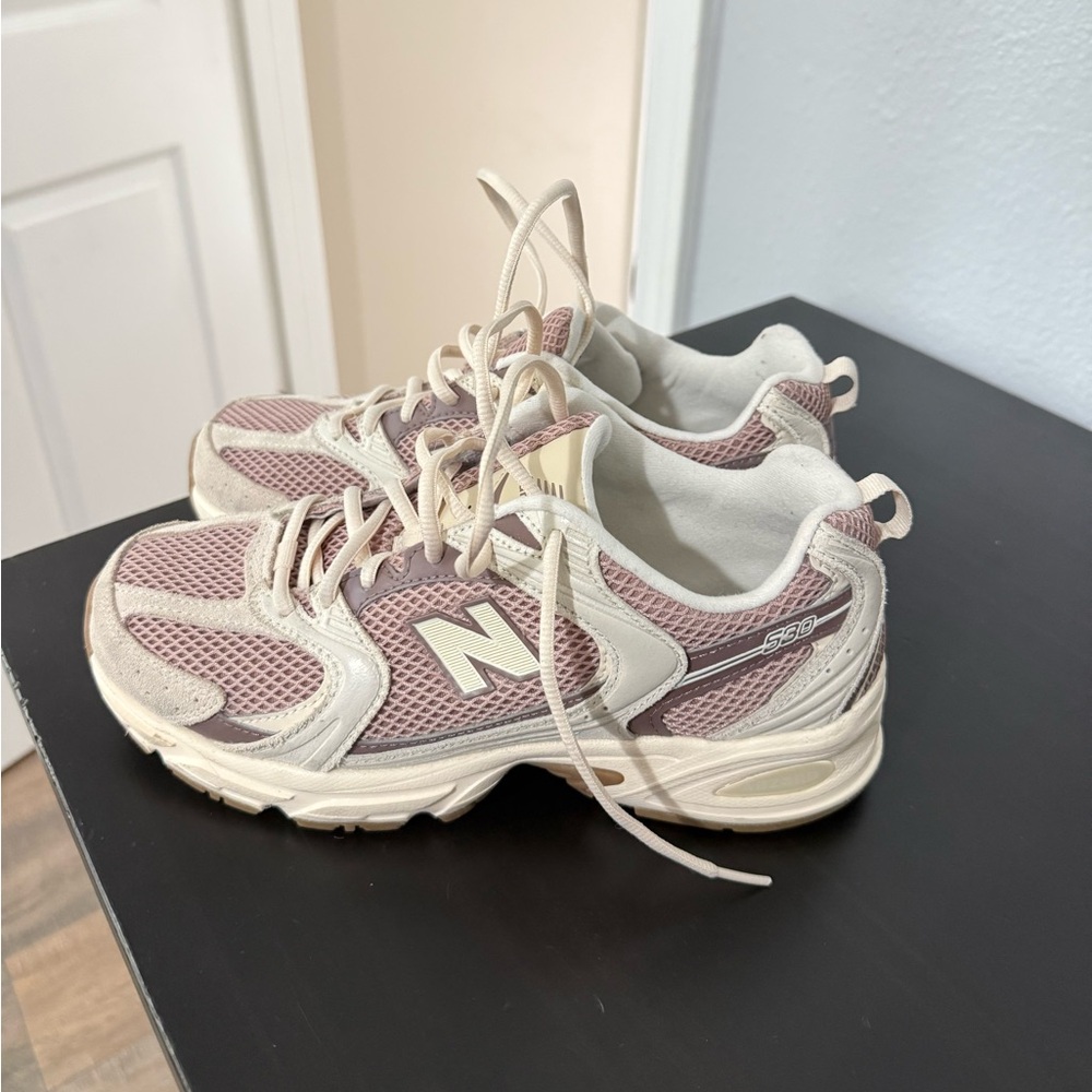 New Balance Women's Pink and Cream Sneakers - Picture 3 of 5
